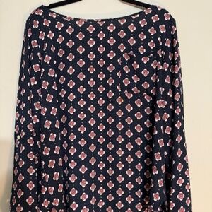 LOFT Navy Floral Blouse – Size XL